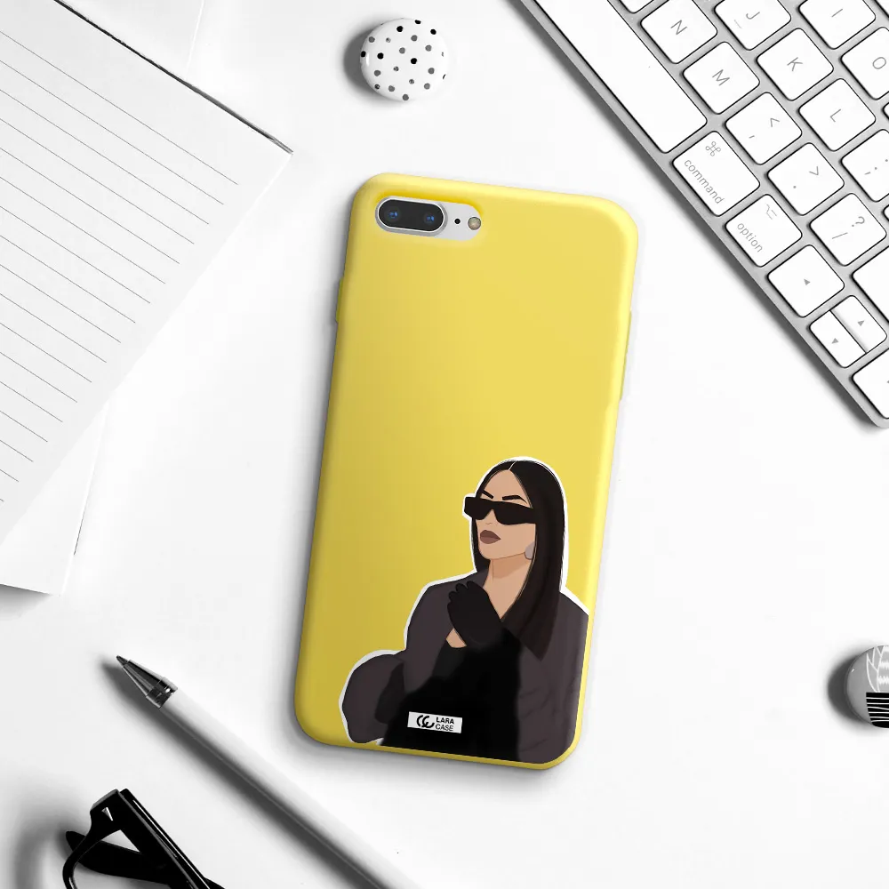 Minimalist Portrait Apple iPhone 8 plus Silicone canary yellow Case