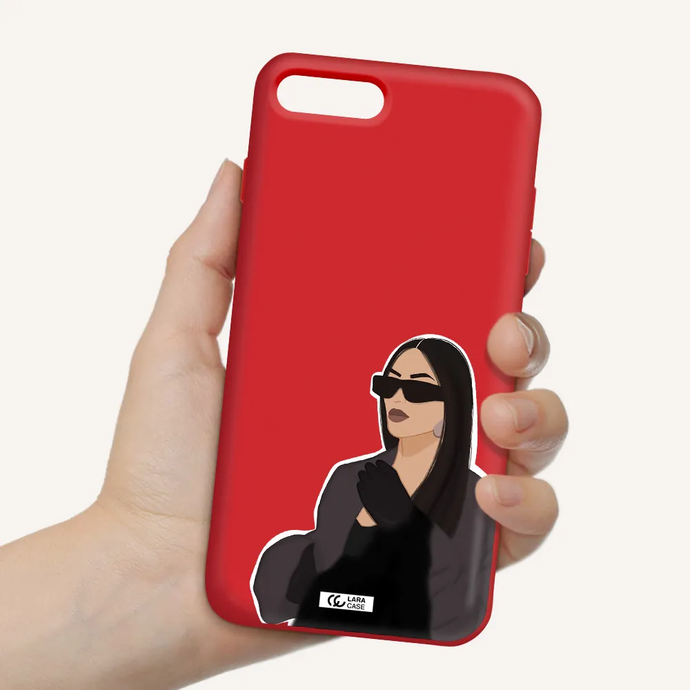 Minimalist Portrait Apple iPhone 8 plus Silicone Imperial Red Case