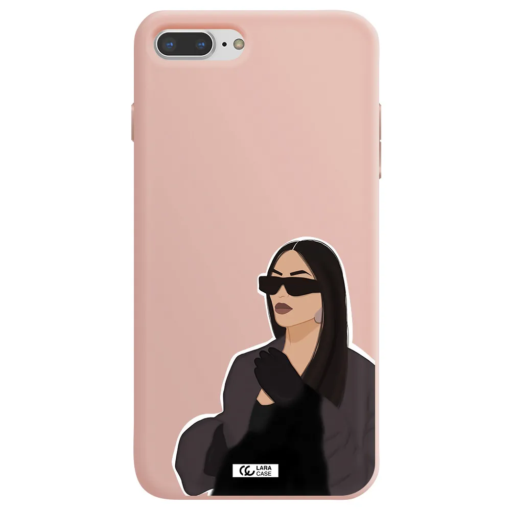 Minimalist Portrait Apple iPhone 8 plus Silicone pastel pink Case
