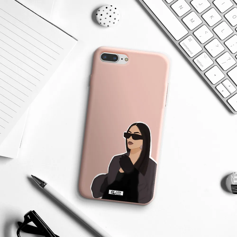 Minimalist Portrait Apple iPhone 8 plus Silicone pastel pink Case