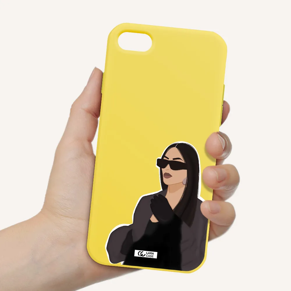 Minimalist Portrait Apple iPhone 8 Silicone canary yellow Case