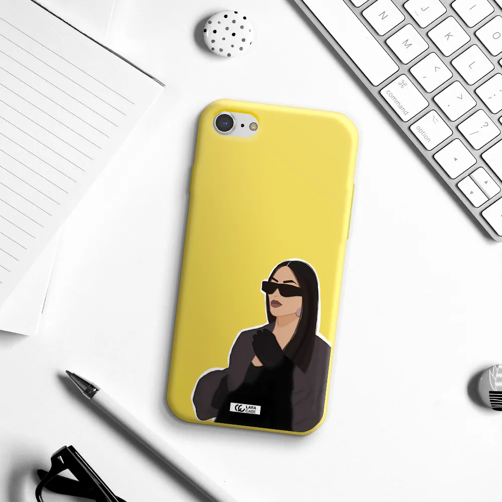 Minimalist Portrait Apple iPhone 8 Silicone canary yellow Case