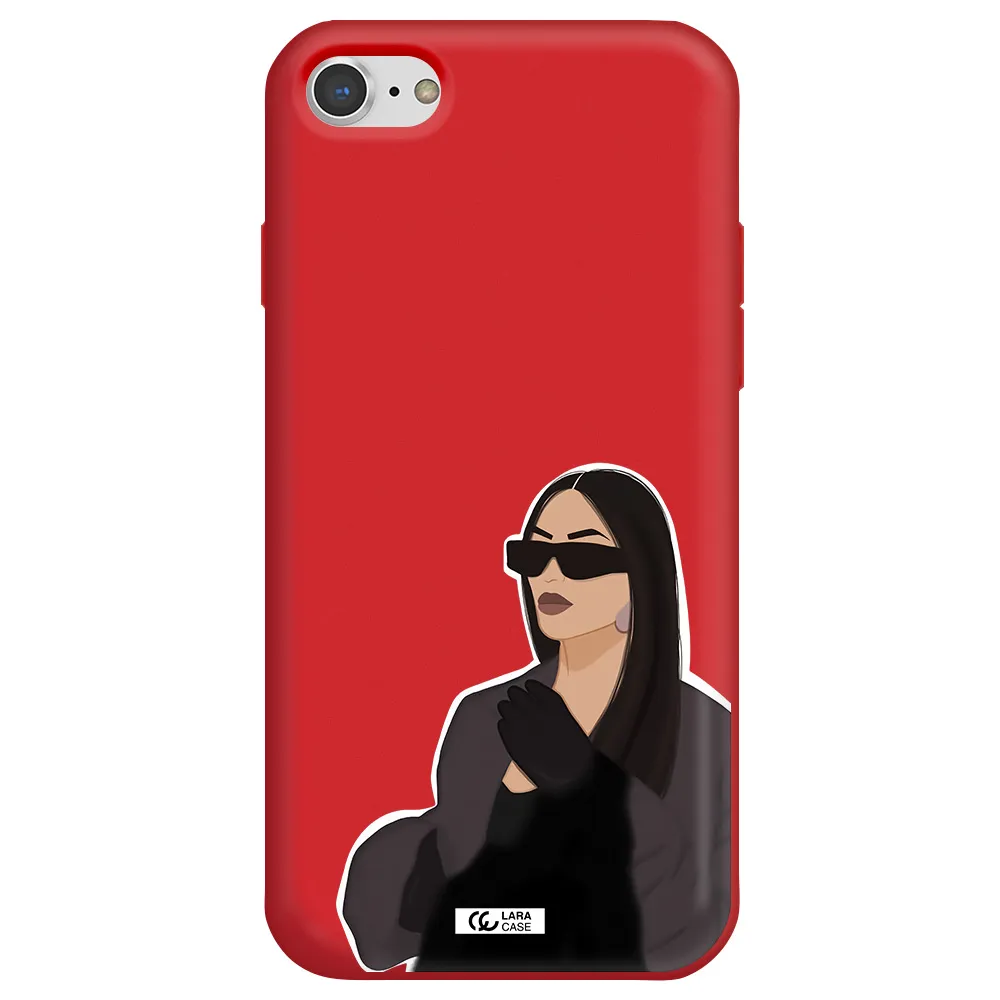 Minimalist Portrait Apple iPhone 8 Silicone Imperial Red Case