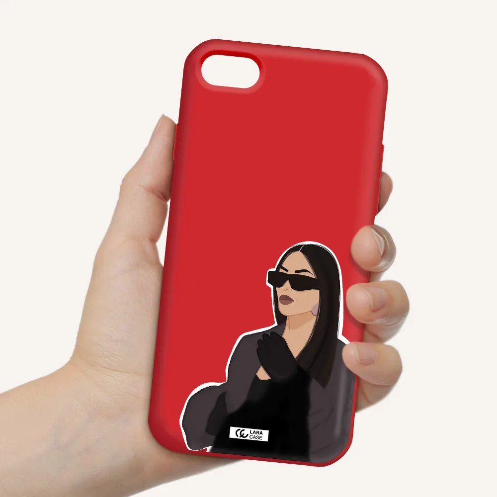 Minimalist Portrait Apple iPhone 8 Silicone Imperial Red Case