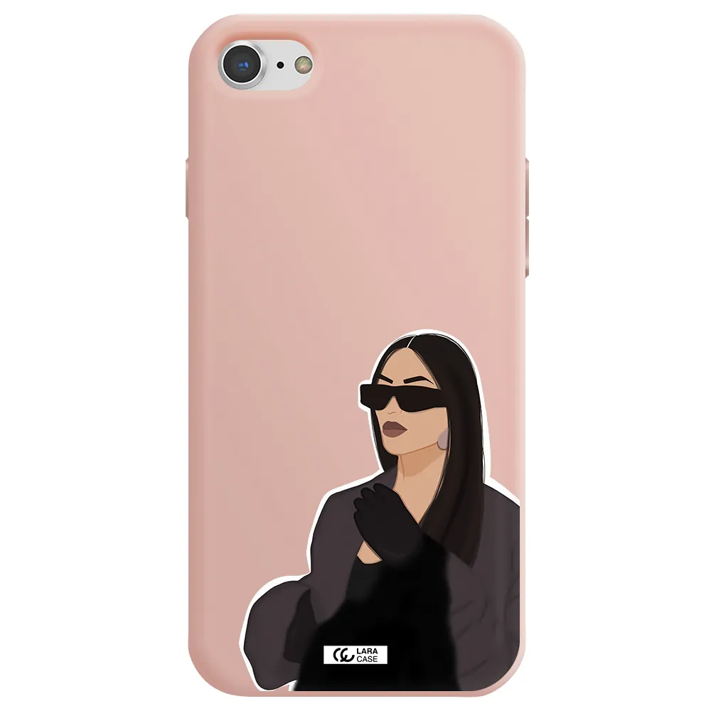 Minimalist Portrait Apple iPhone 8 Silicone pastel pink Case