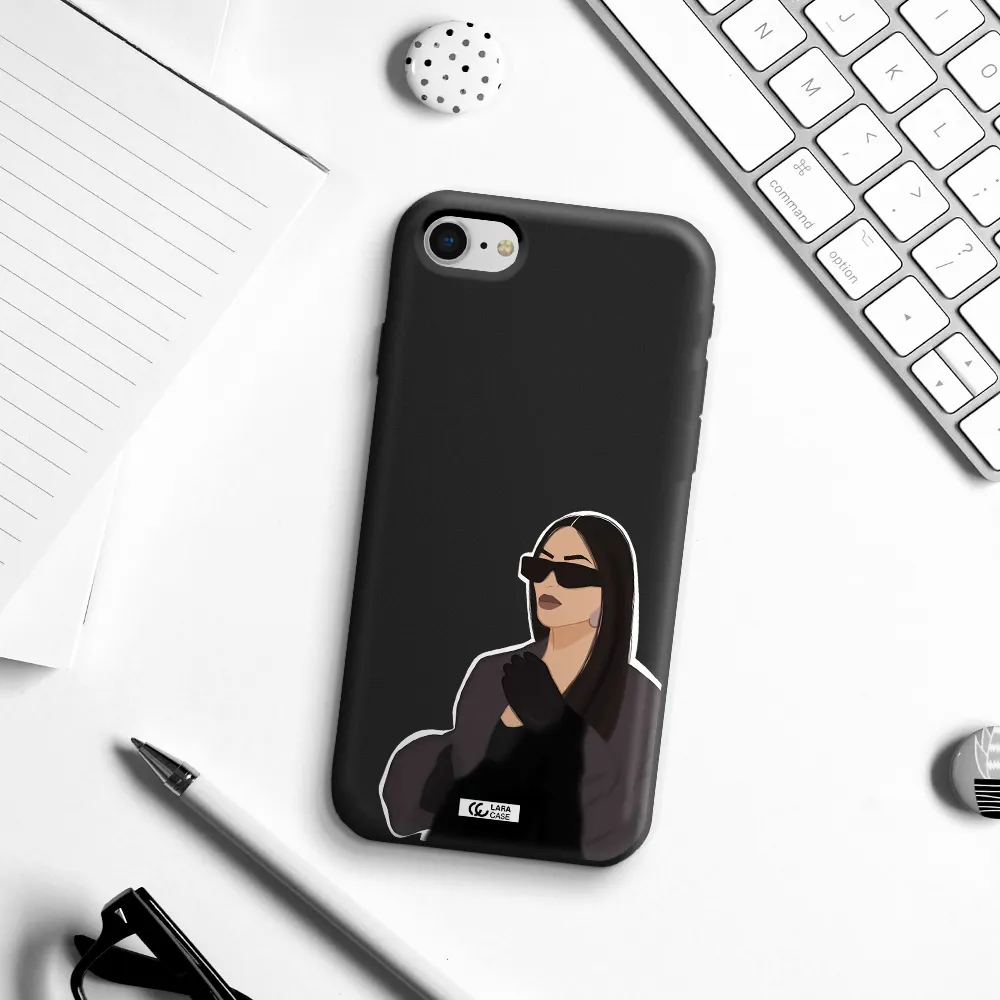 Minimalist Portrait Apple iPhone se 2020 Silicone black Case