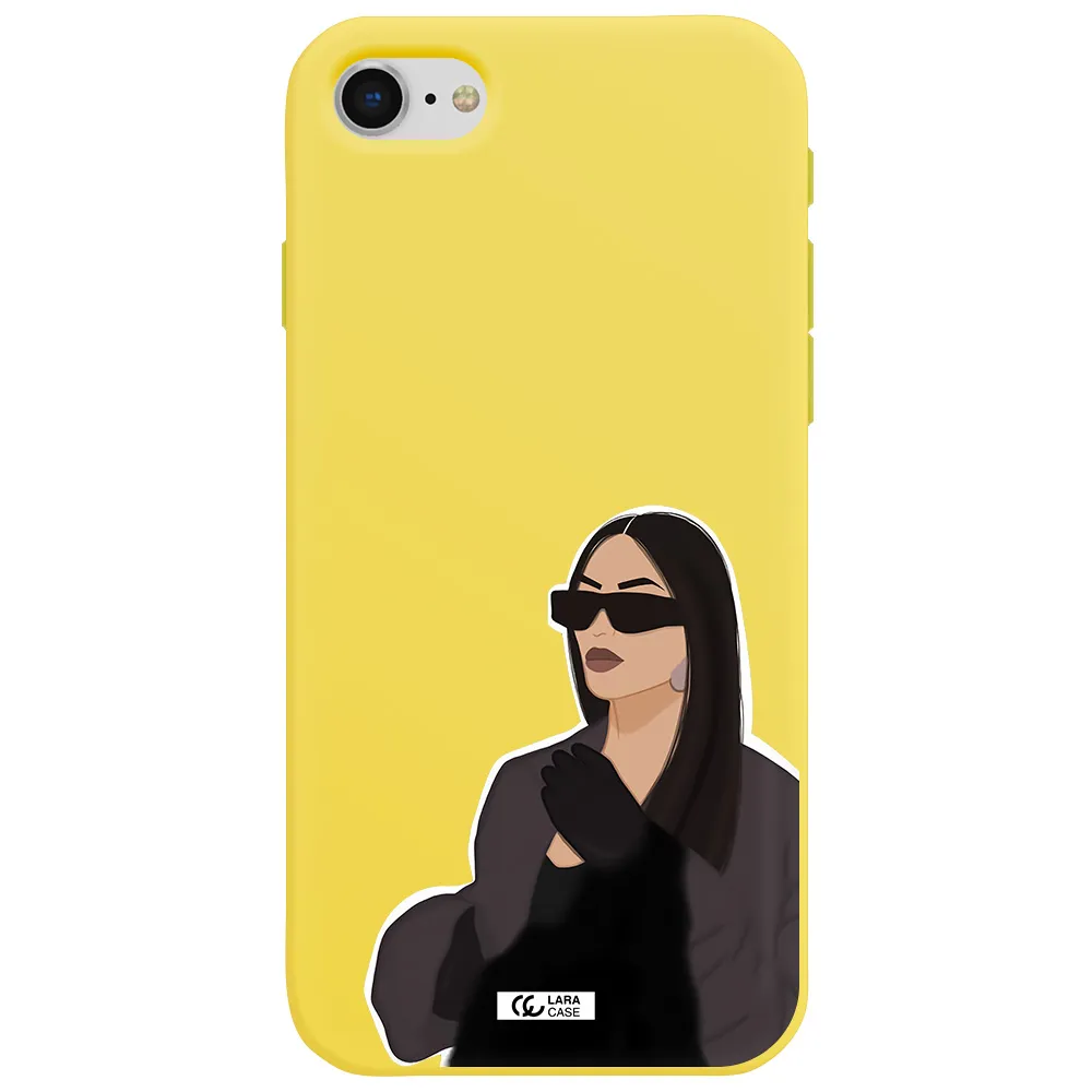 Minimalist Portrait Apple iPhone se 2020 Silicone canary yellow Case