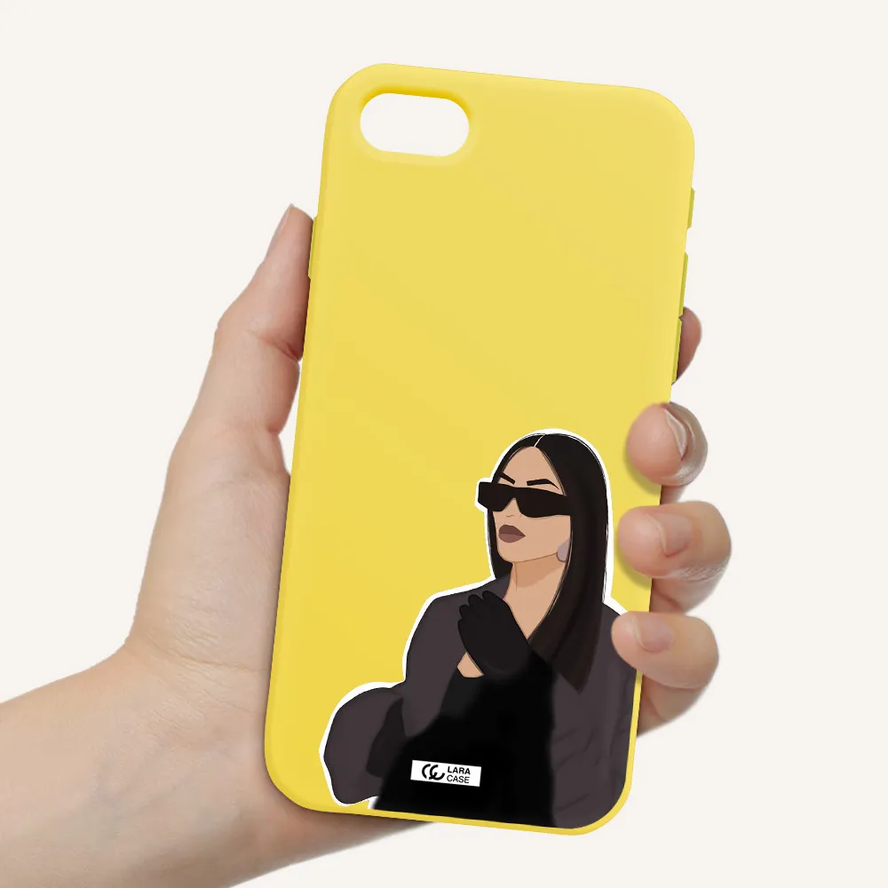 Minimalist Portrait Apple iPhone se 2020 Silicone canary yellow Case