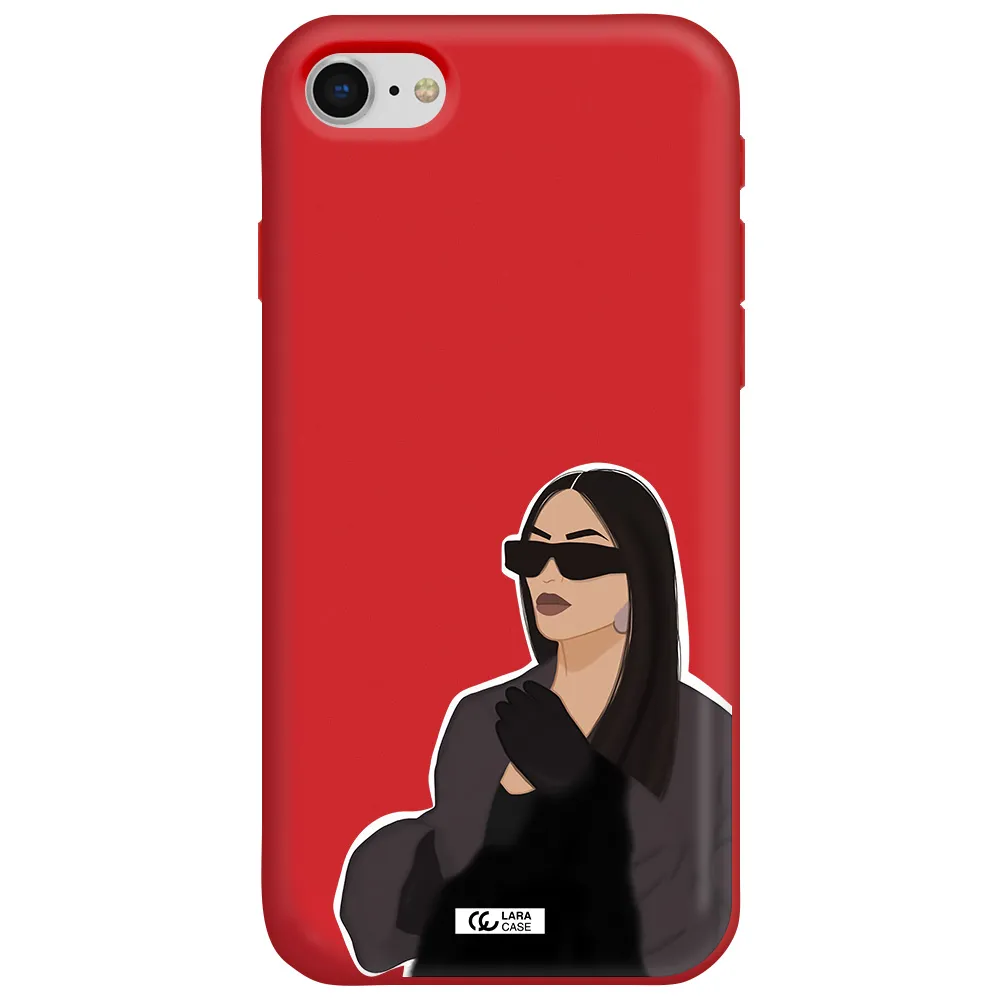 Minimalist Portrait Apple iPhone se 2020 Silicone Imperial Red Case