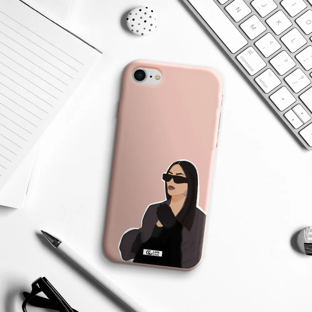 Minimalist Portrait Apple iPhone se 2020 Silicone pastel pink Case