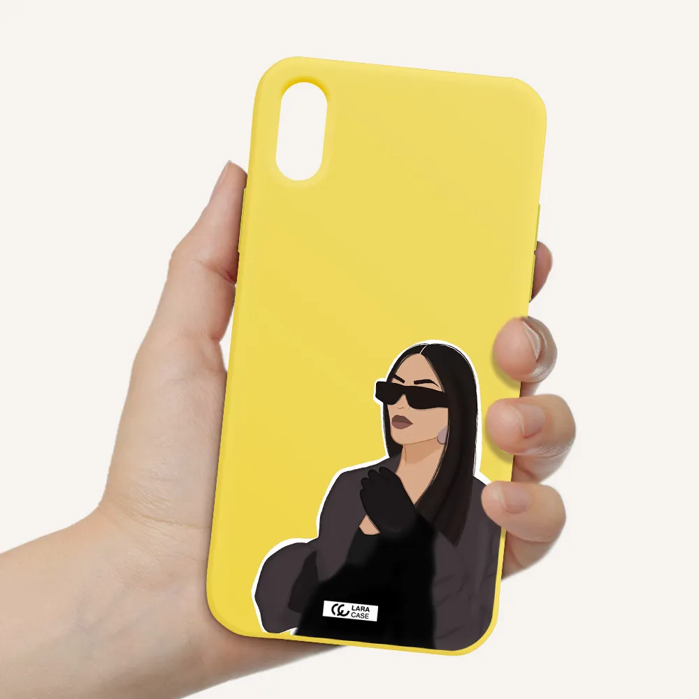 Minimalist Portrait Apple iPhone X Silicone canary yellow Case
