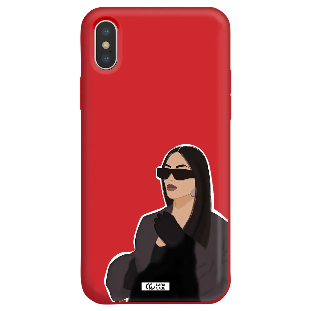 Minimalist Portrait Apple iPhone X Silicone Imperial Red Case