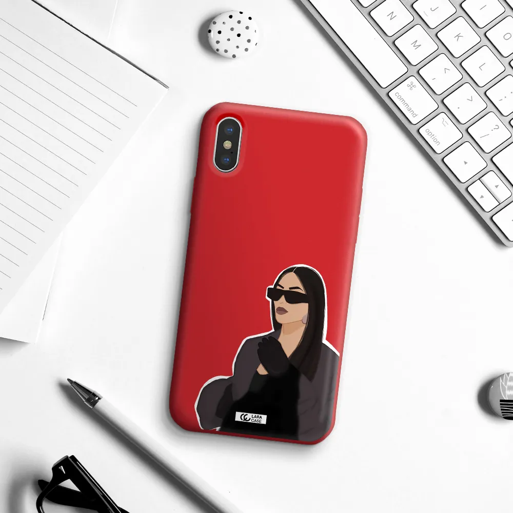 Minimalist Portrait Apple iPhone X Silicone Imperial Red Case