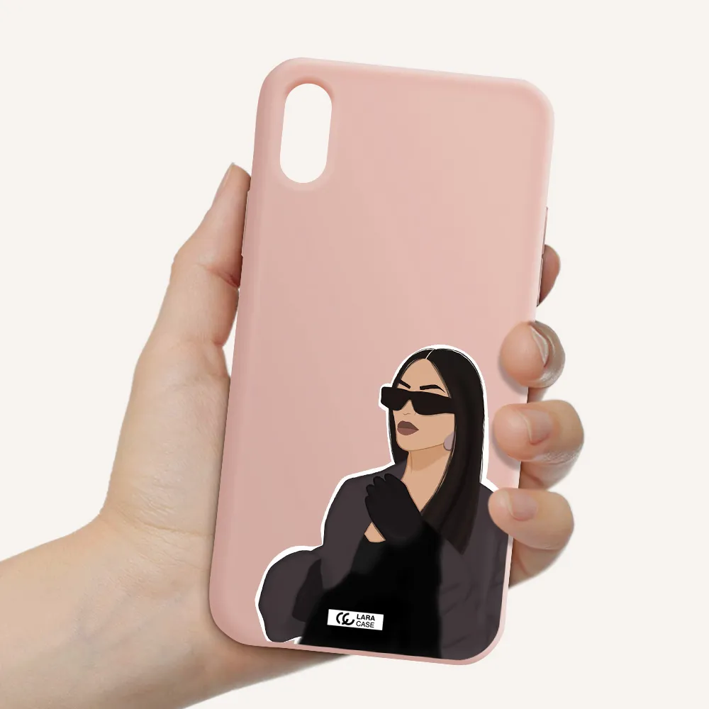 Minimalist Portrait Apple iPhone X Silicone pastel pink Case