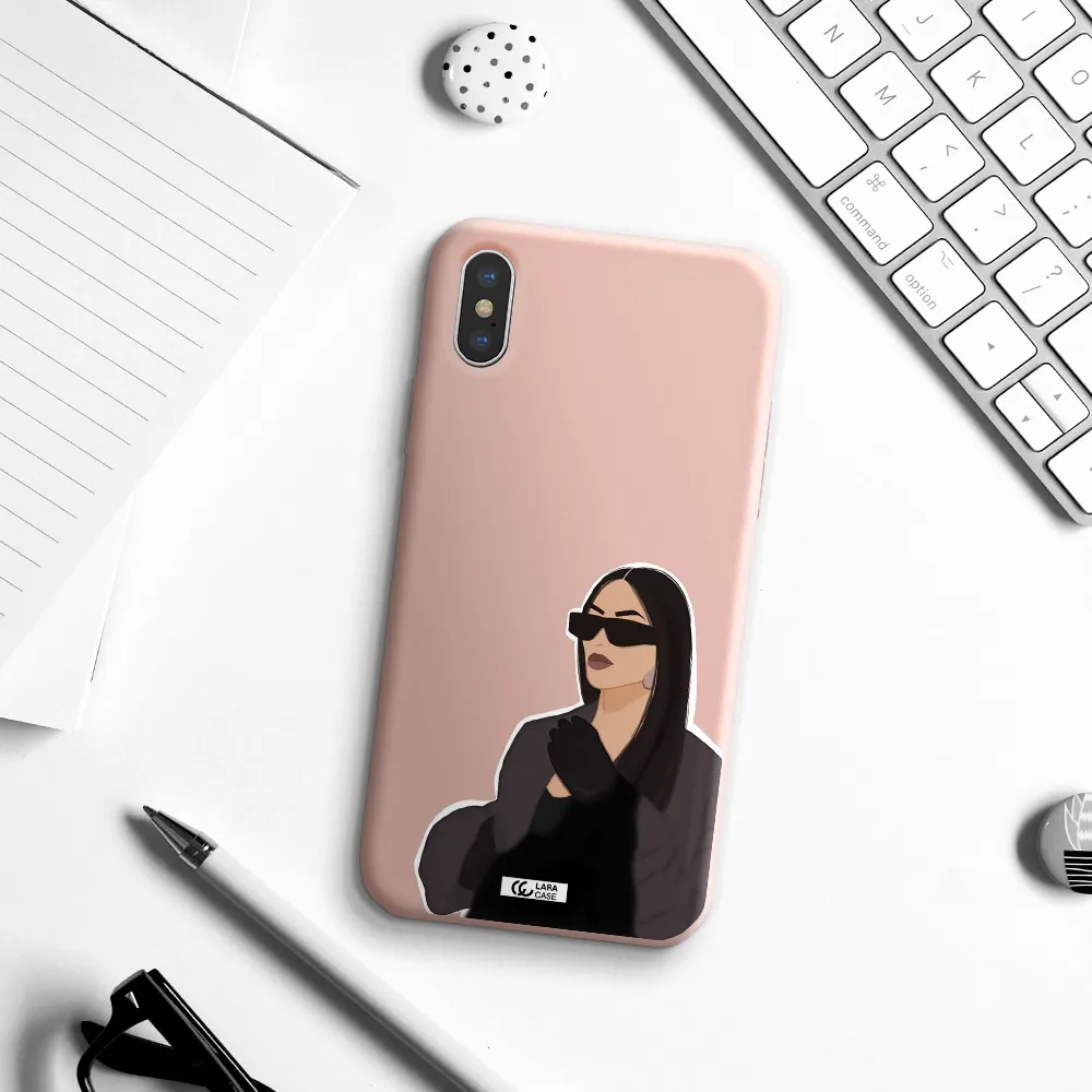 Minimalist Portrait Apple iPhone X Silicone pastel pink Case