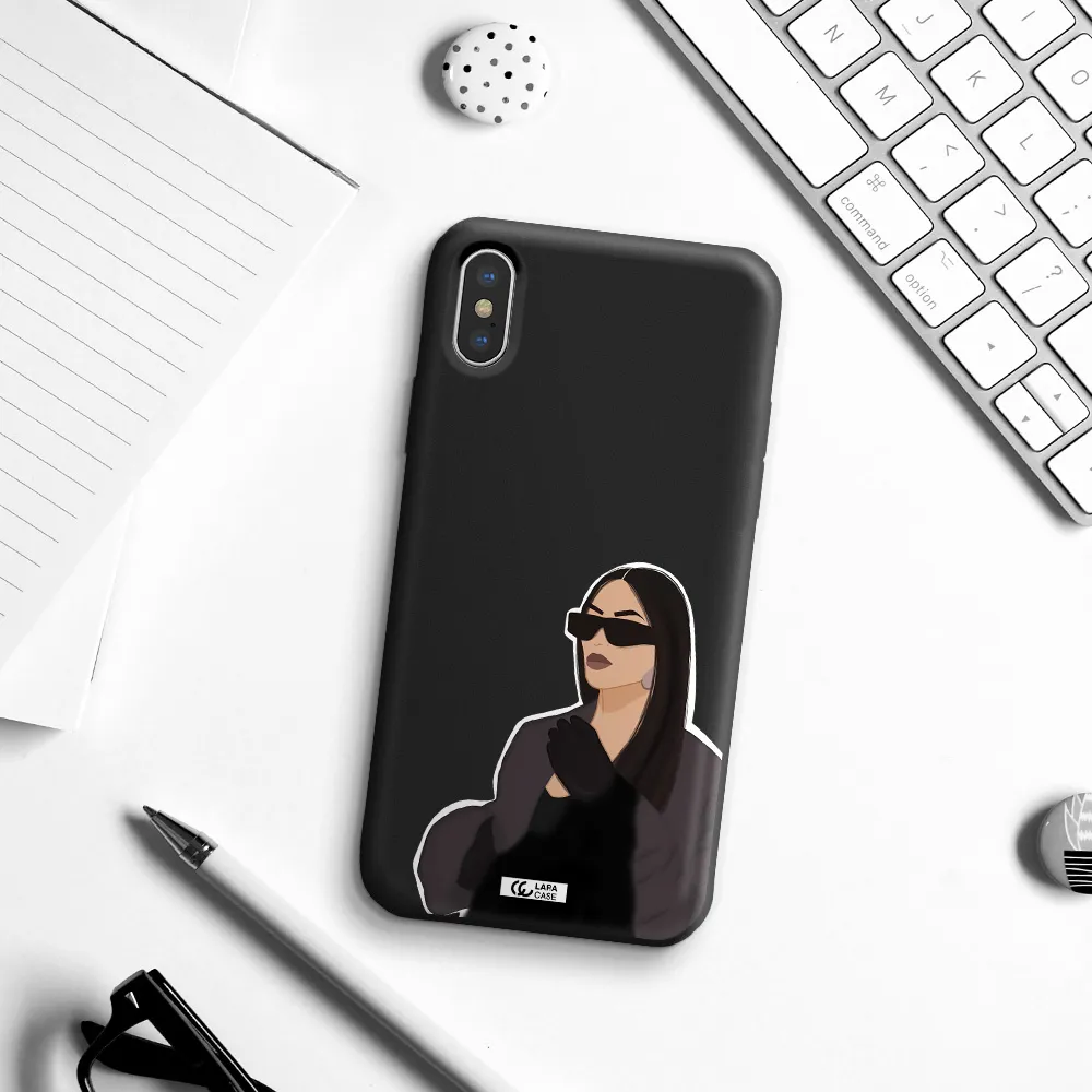 Minimalist Portrait Apple iPhone XS Silicone black Case