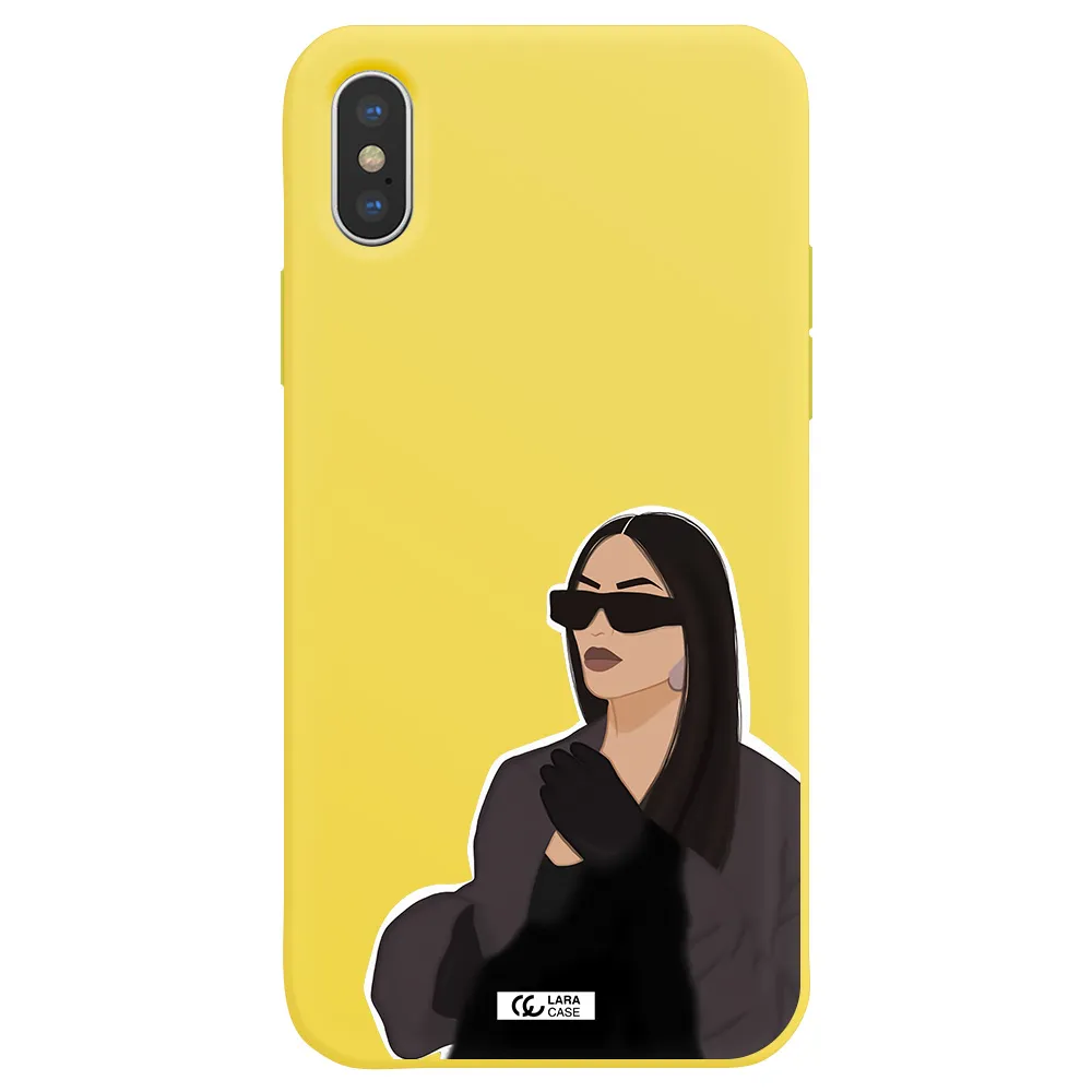 Minimalist Portrait Apple iPhone XS Silicone canary yellow Case