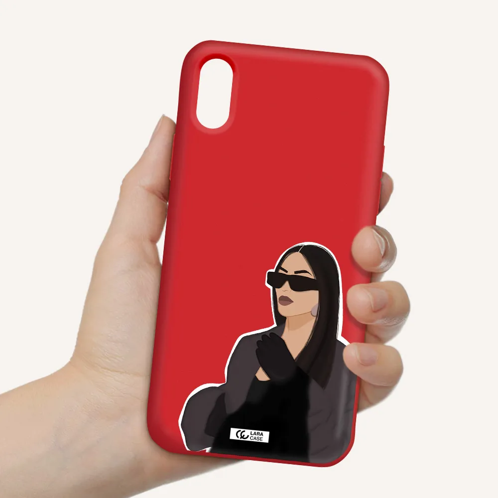 Minimalist Portrait Apple iPhone XS Silicone Imperial Red Case