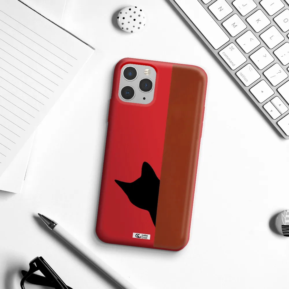 Black Cat Apple iPhone 11 pro max Silicone Imperial Red Case