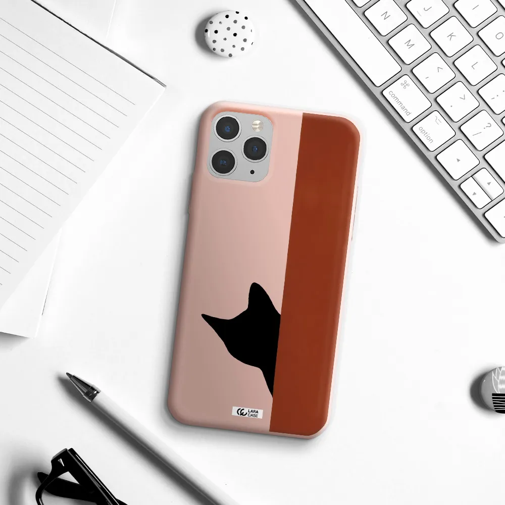 Black Cat Apple iPhone 11 pro Silicone pastel pink Case