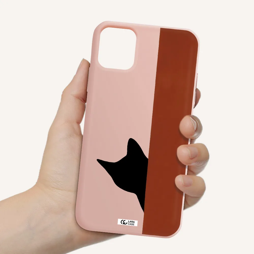 Black Cat Apple iPhone 11 Silicone pastel pink Case