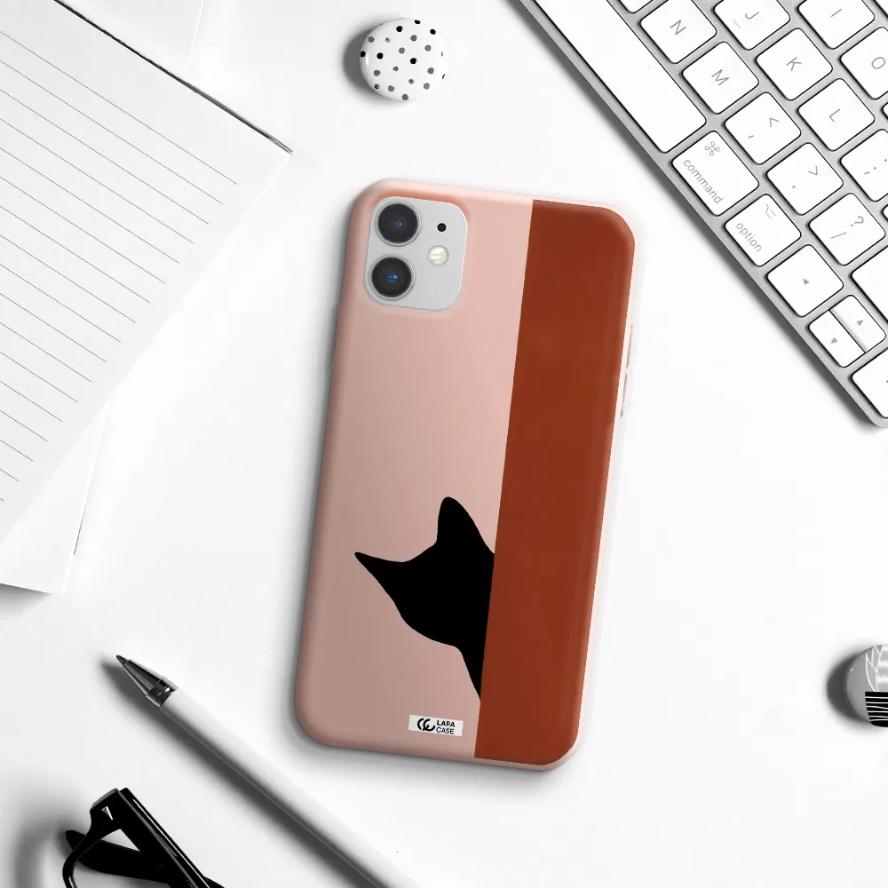 Black Cat Apple iPhone 11 Silicone pastel pink Case