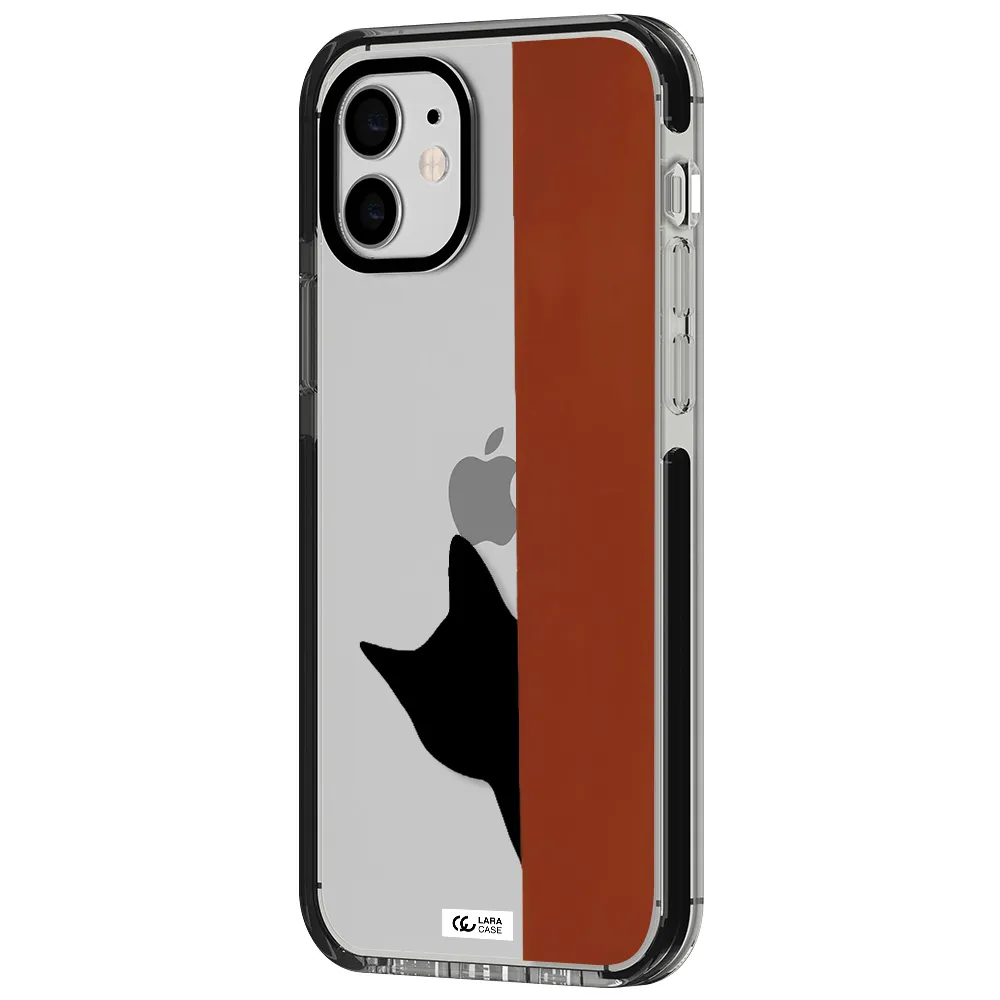 Black Cat Apple iPhone 12 impact black border Case