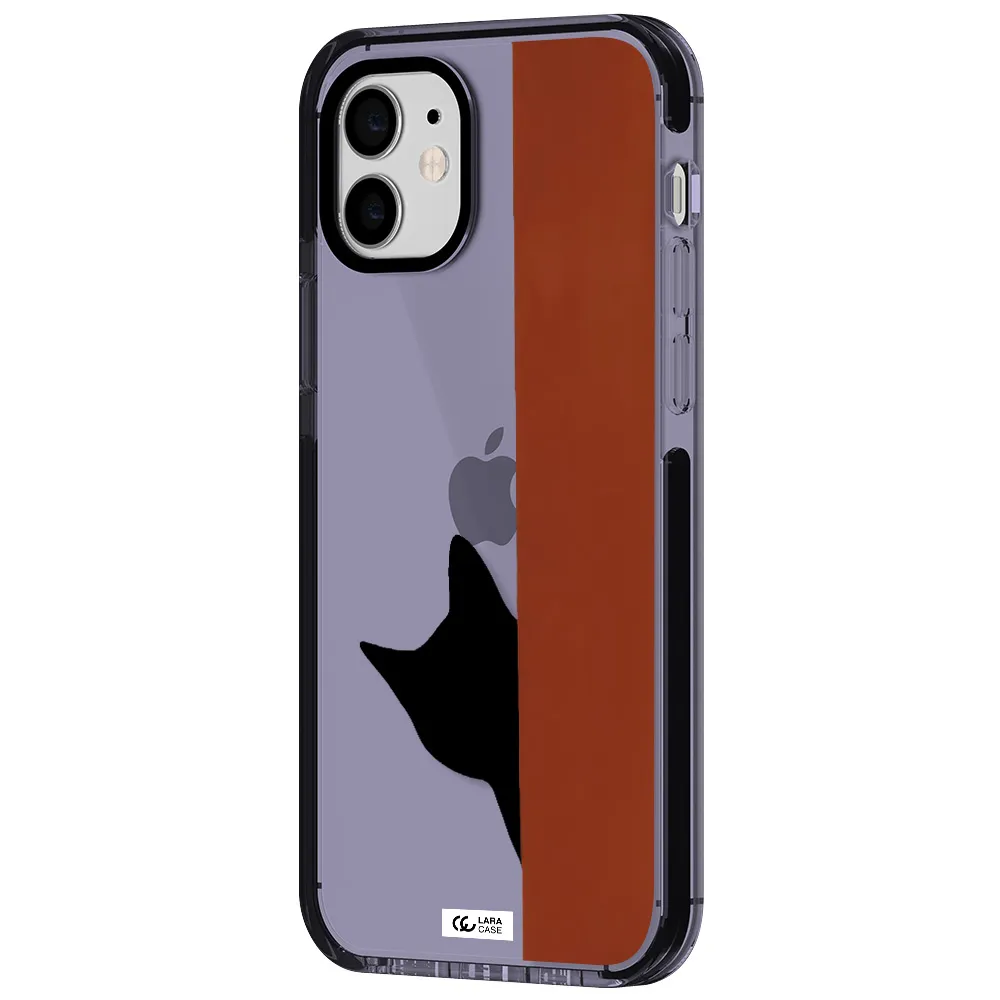 Black Cat Apple iPhone 12 impact Lilac Case