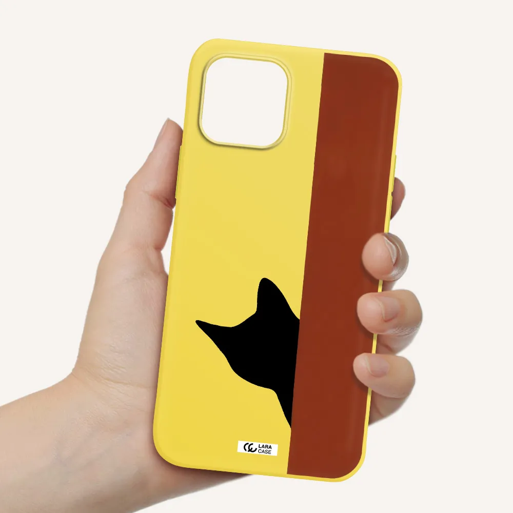 Black Cat Apple iPhone 12 mini Silicone canary yellow Case