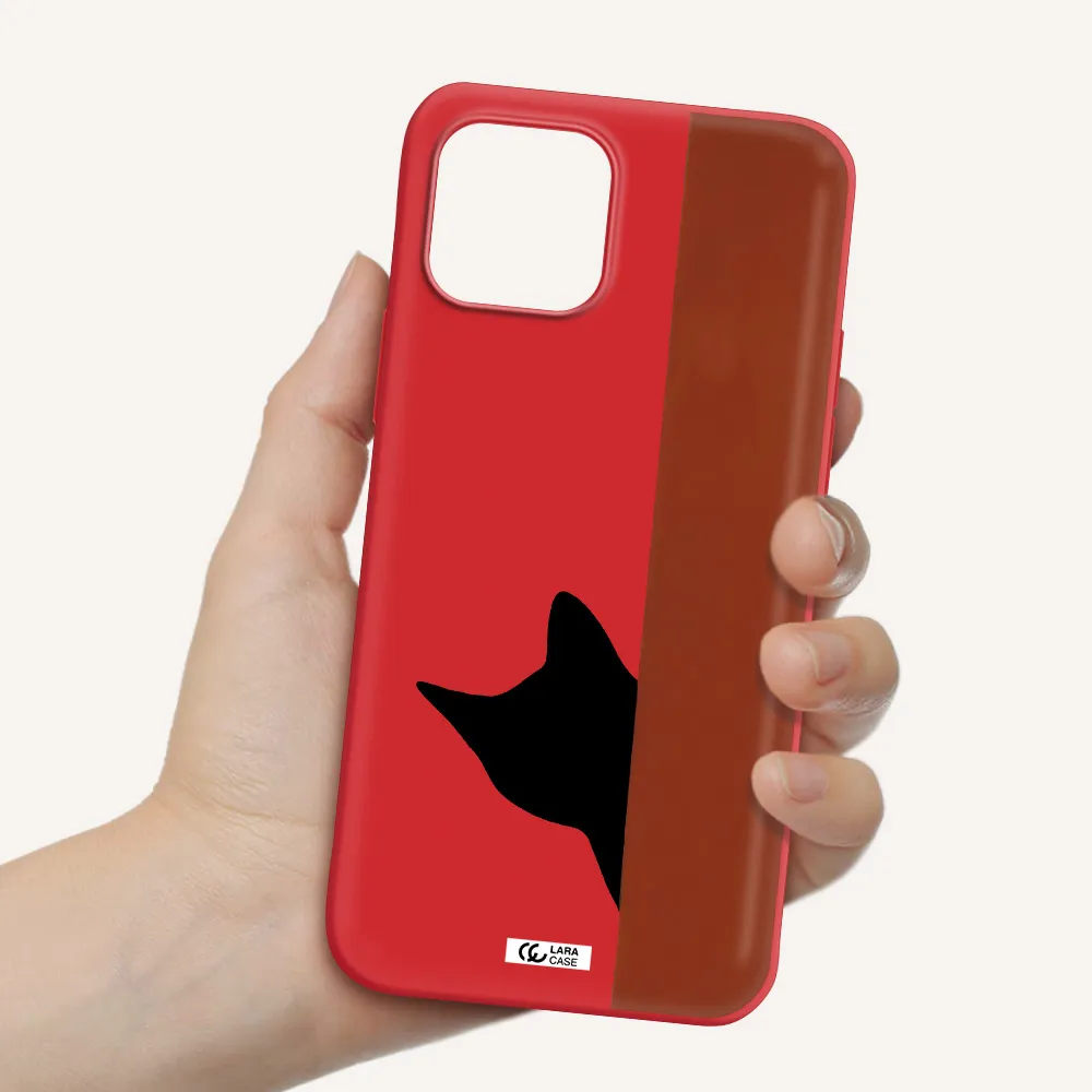 Black Cat Apple iPhone 12 mini Silicone Imperial Red Case