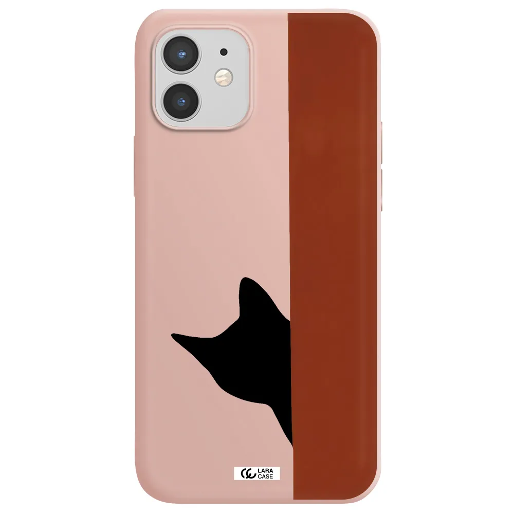 Black Cat Apple iPhone 12 mini Silicone pastel pink Case