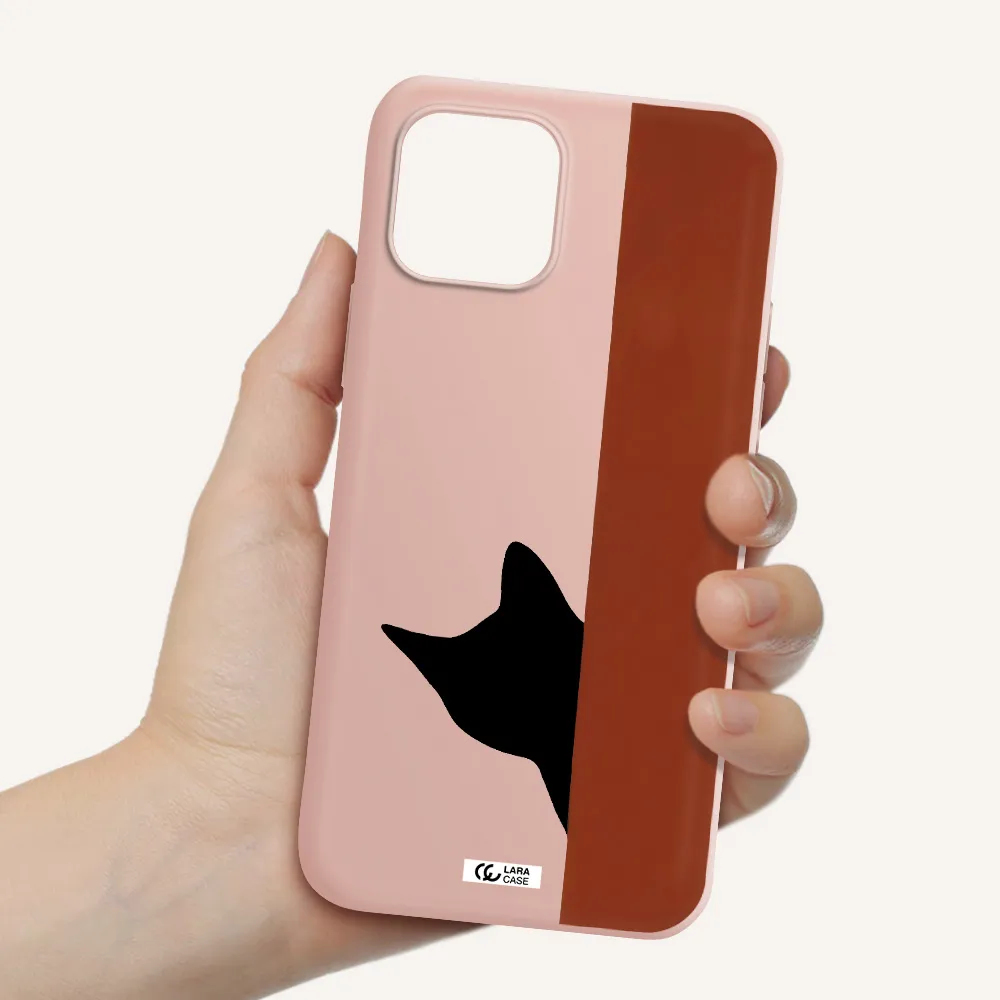 Black Cat Apple iPhone 12 mini Silicone pastel pink Case