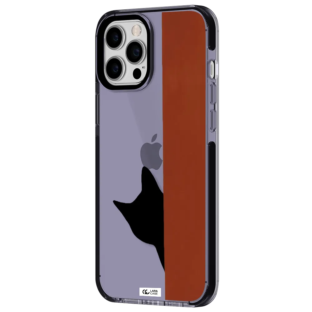 Black Cat Apple iPhone 12 pro max impact Lilac Case