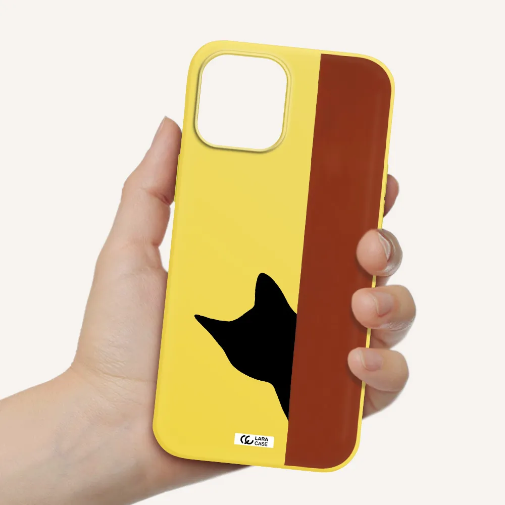 Black Cat Apple iPhone 12 pro max Silicone canary yellow Case