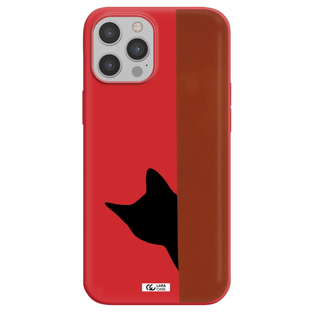 Black Cat Apple iPhone 12 pro max Silicone Imperial Red Case