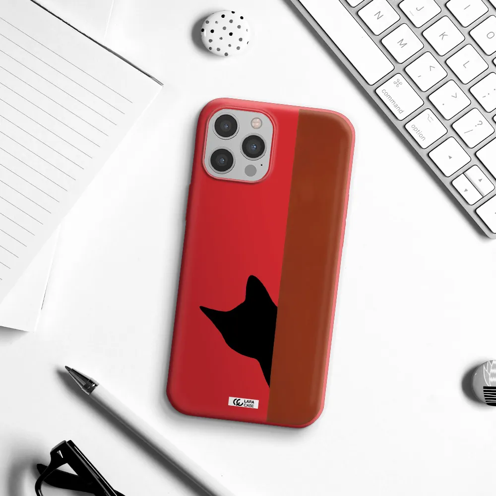 Black Cat Apple iPhone 12 pro max Silicone Imperial Red Case