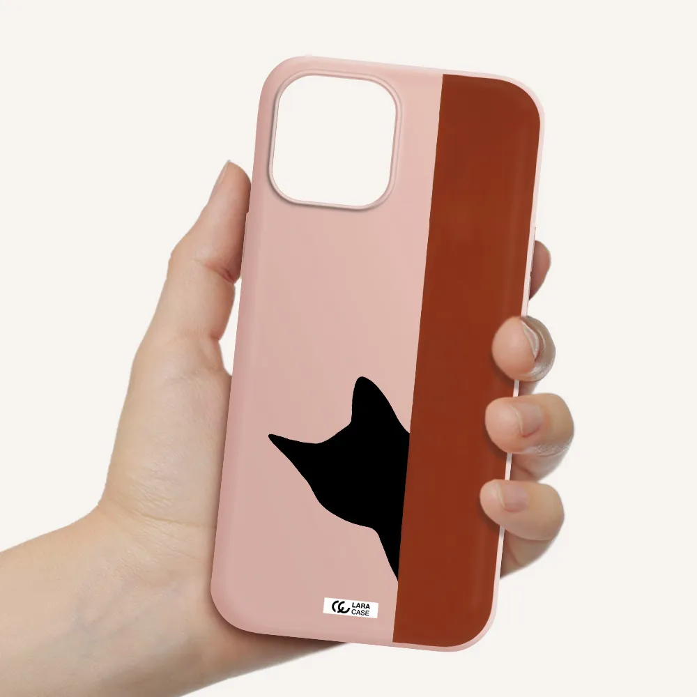 Black Cat Apple iPhone 12 pro max Silicone pastel pink Case
