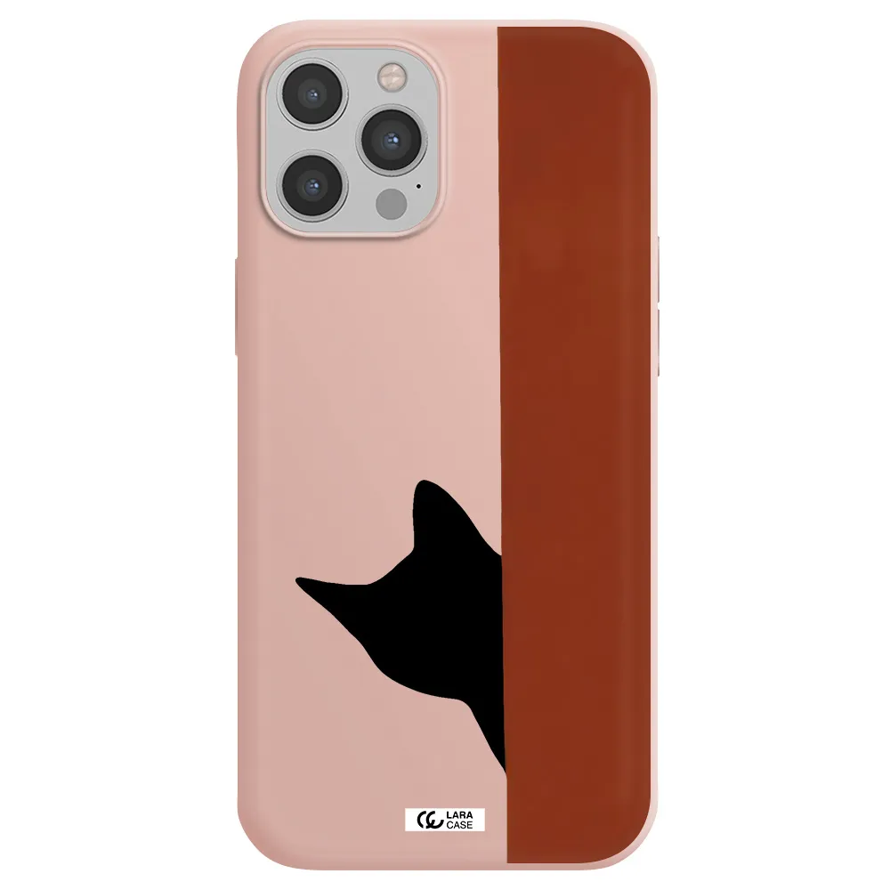 Black Cat Apple iPhone 12 pro Silicone pastel pink Case