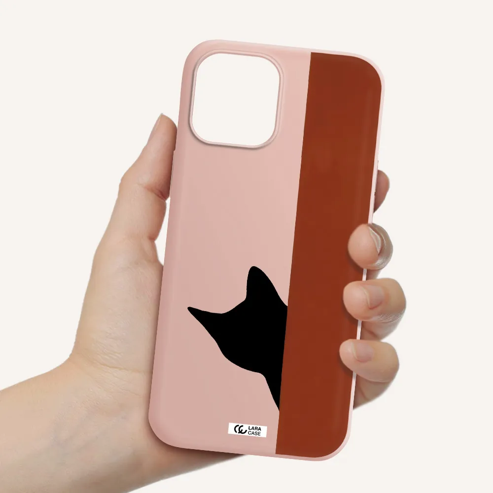 Black Cat Apple iPhone 12 pro Silicone pastel pink Case