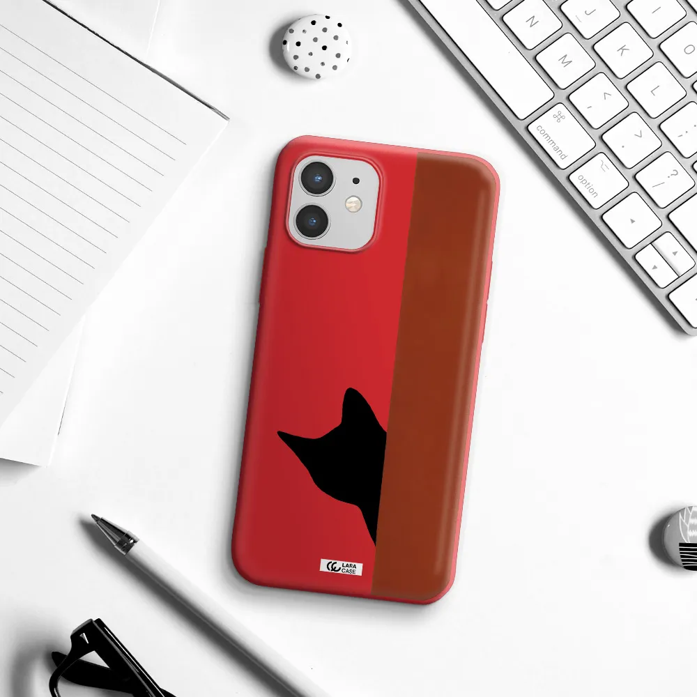 Black Cat Apple iPhone 12 Silicone Imperial Red Case