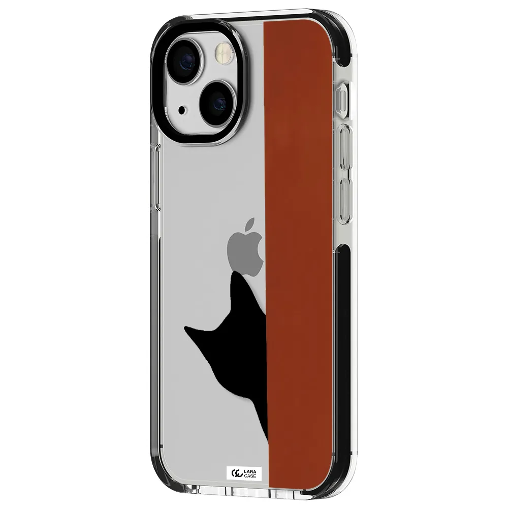 Black Cat Apple iPhone 13 mini impact black border Case