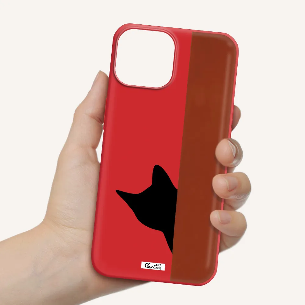 Black Cat Apple iPhone 13 mini Silicone Imperial Red Case