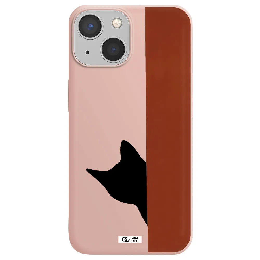 Black Cat Apple iPhone 13 mini Silicone pastel pink Case