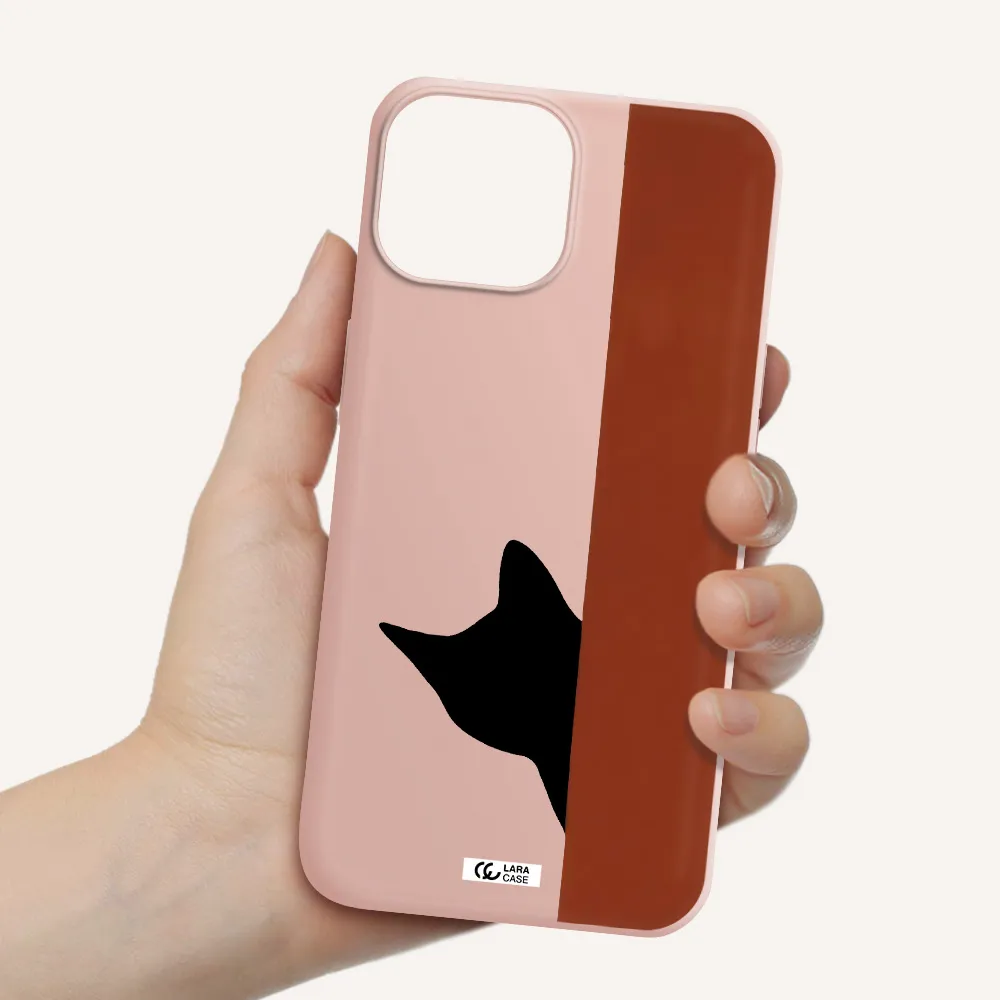 Black Cat Apple iPhone 13 mini Silicone pastel pink Case