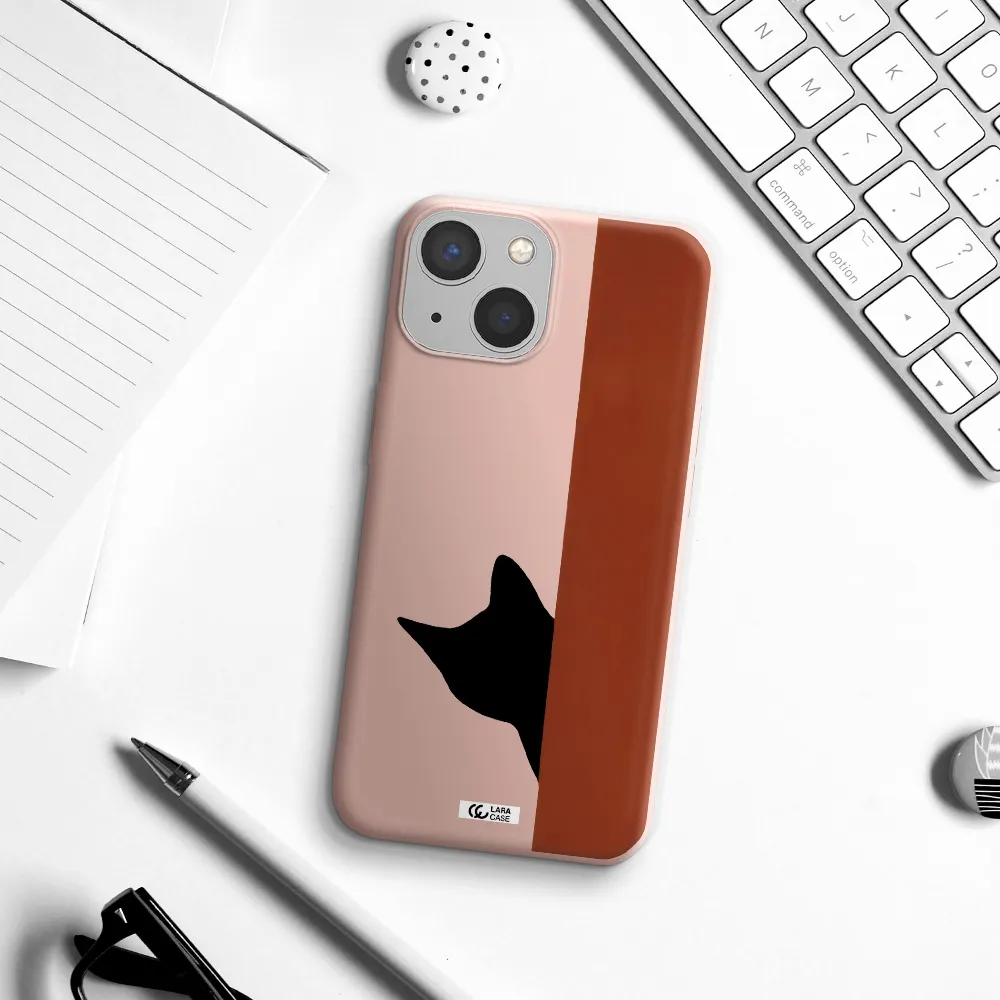 Black Cat Apple iPhone 13 mini Silicone pastel pink Case