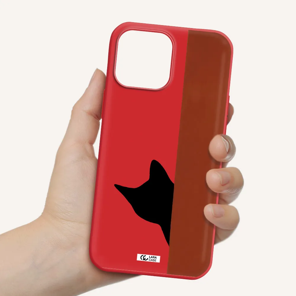Black Cat Apple iPhone 13 Pro Silicone Imperial Red Case