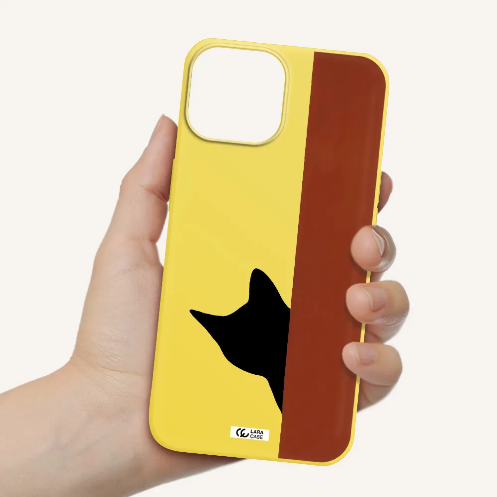 Black Cat Apple iPhone 13 Silicone canary yellow Case