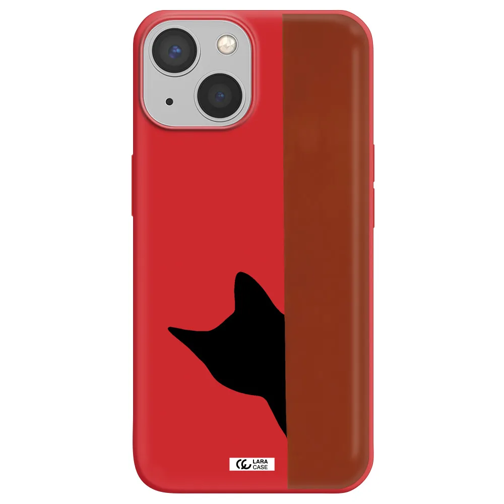 Black Cat Apple iPhone 13 Silicone Imperial Red Case