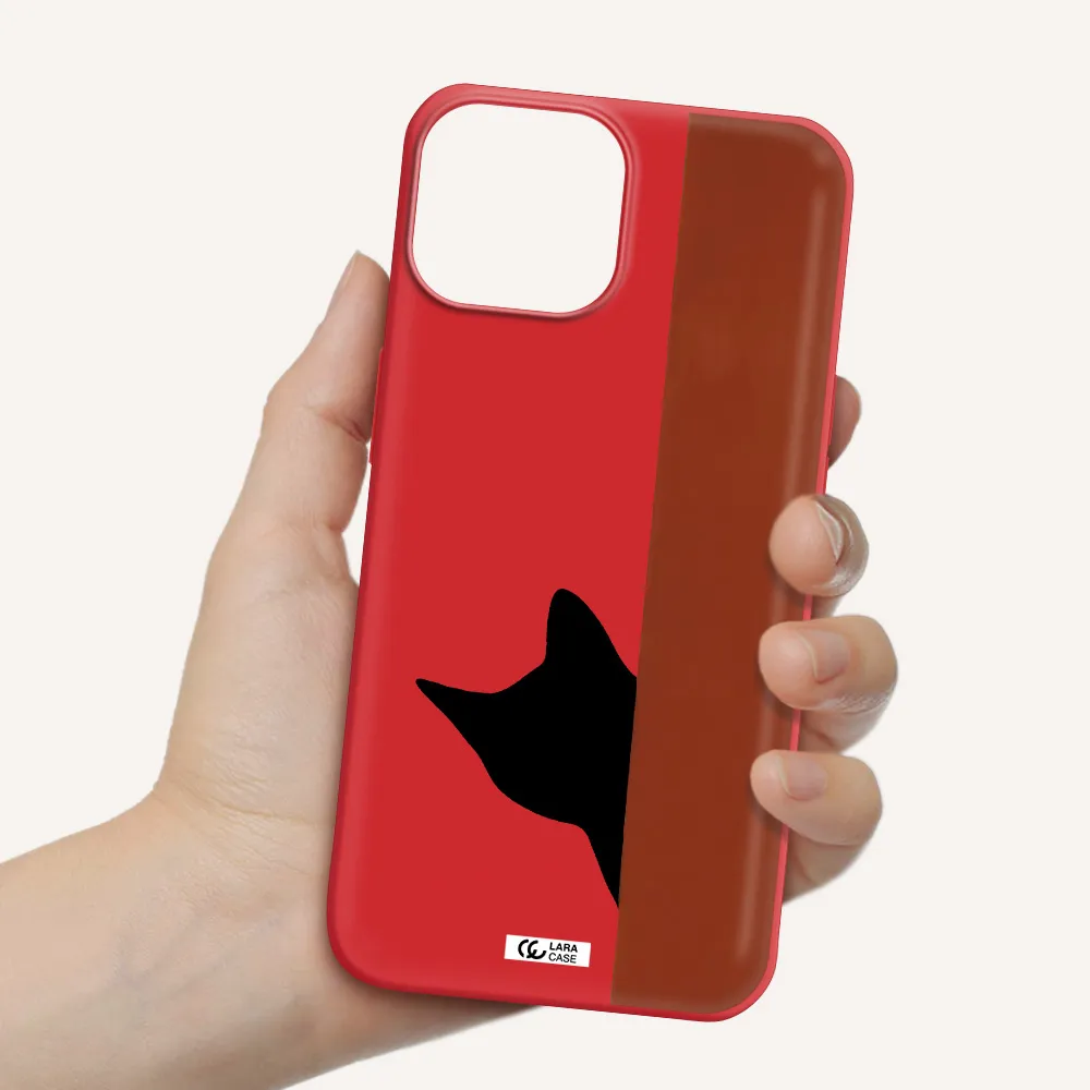 Black Cat Apple iPhone 13 Silicone Imperial Red Case