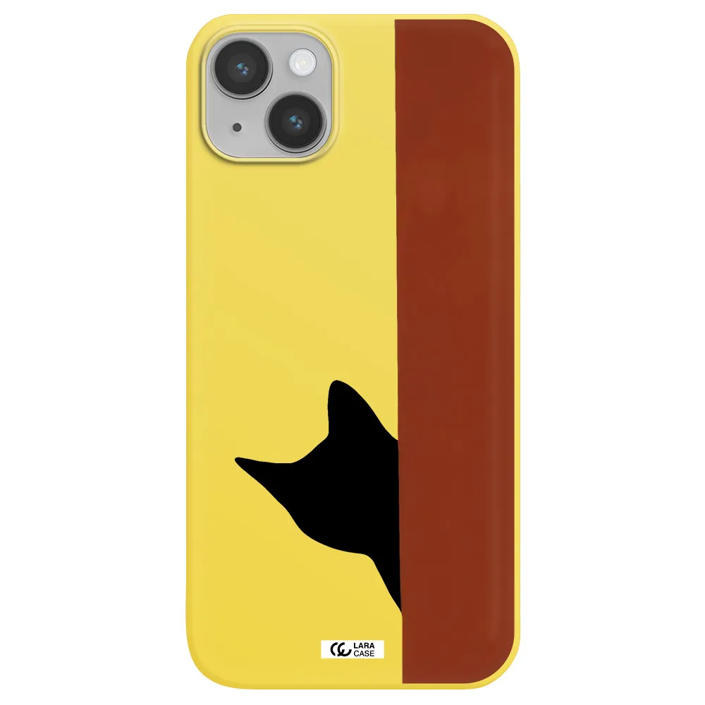 Black Cat Apple iPhone 14 plus Silicone canary yellow Case